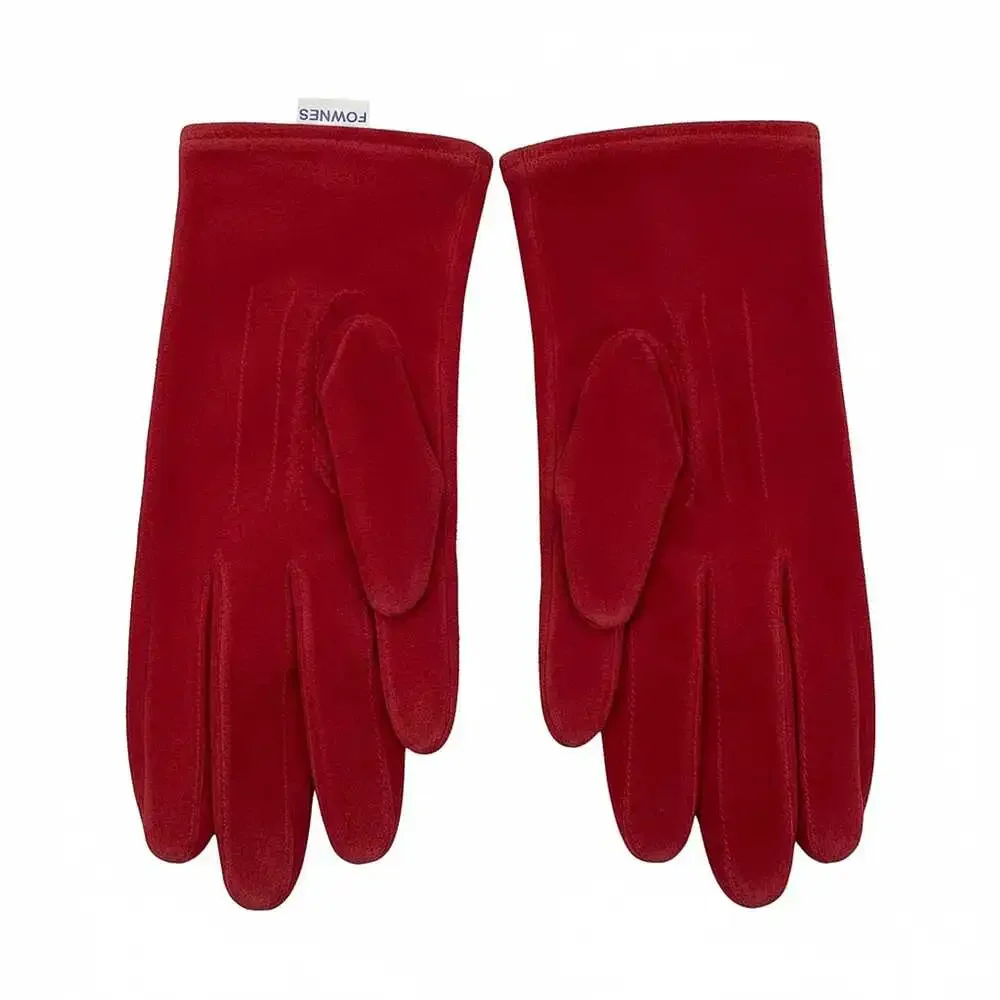 Fownes Red Suede Gloves | Regular M Women’s Mittens